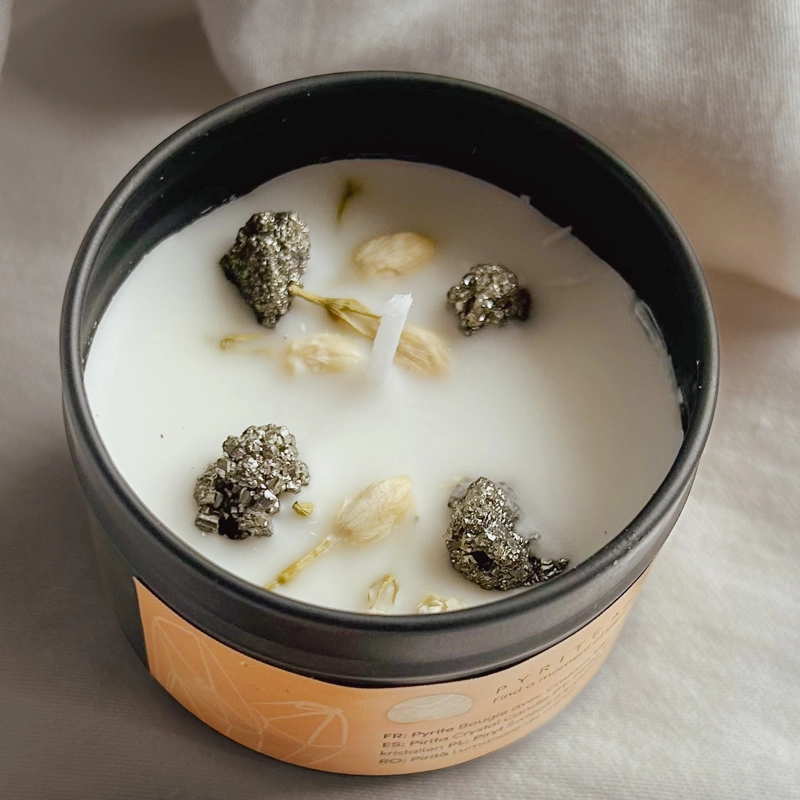 candele naturali con cristalli